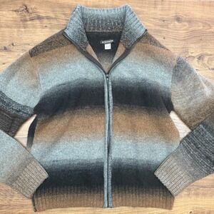 Stetson Mens XL Ombré Border Striped Zip Up Cardigan Sweater Wool Blend Western